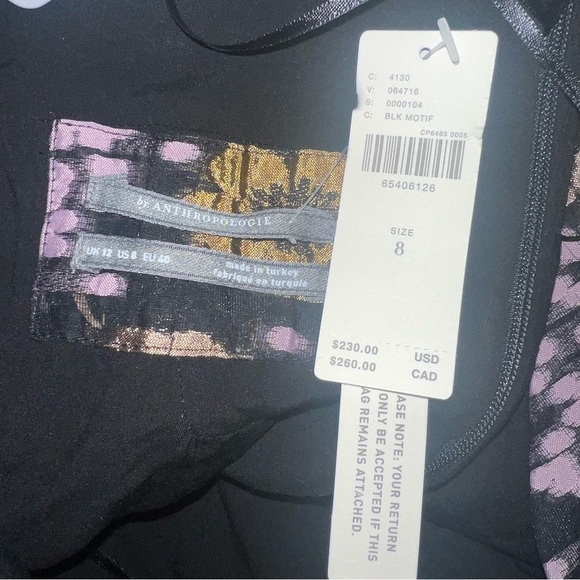 Anthropologie Jacquard A-Line Mini Dress Black - Size 8 - Picture 7 of 7